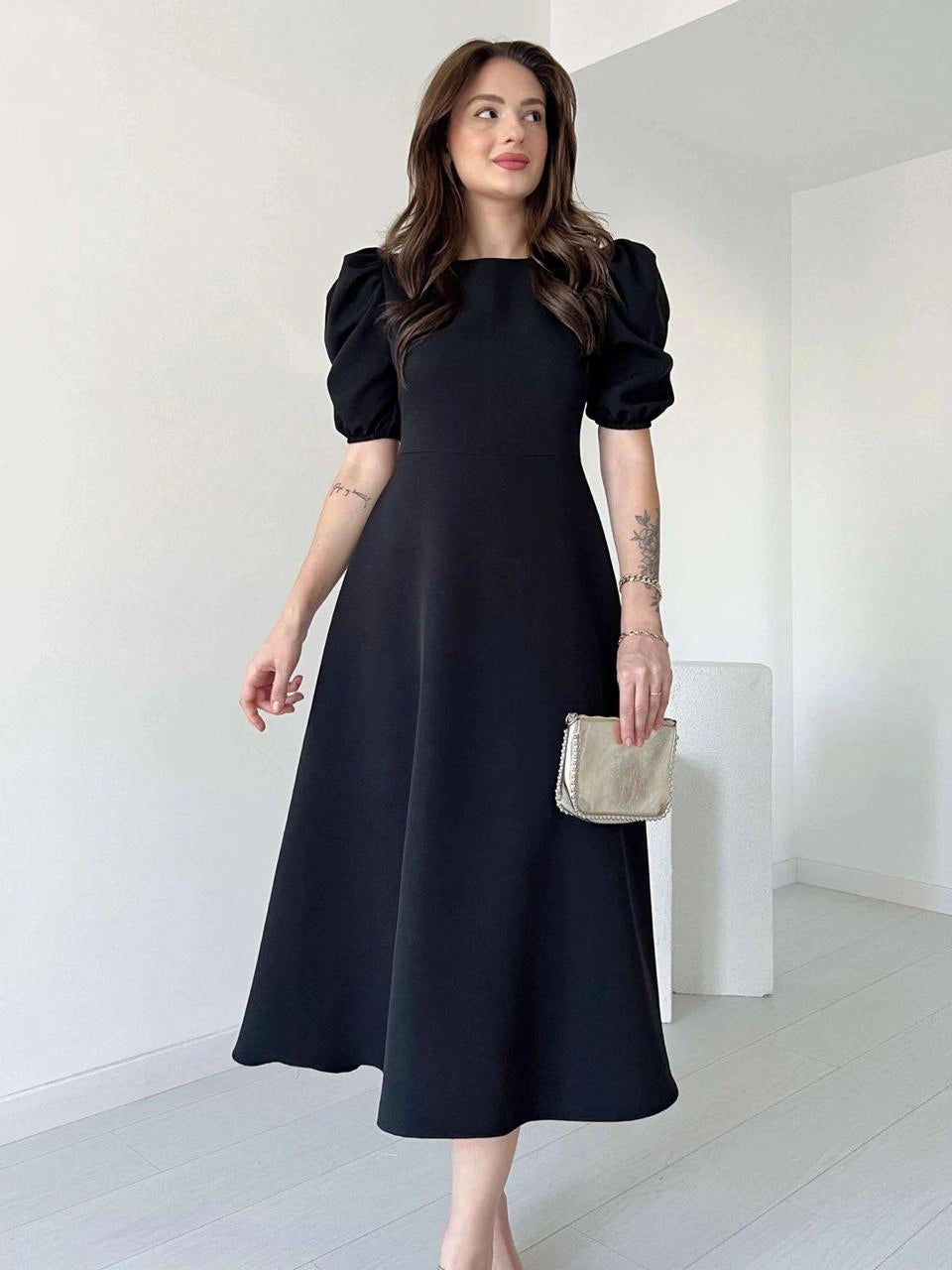 huda black dress Elena Midi Ballon Frock usa2910 6 Types Of Wedding this black dupion silk Size(<a href=