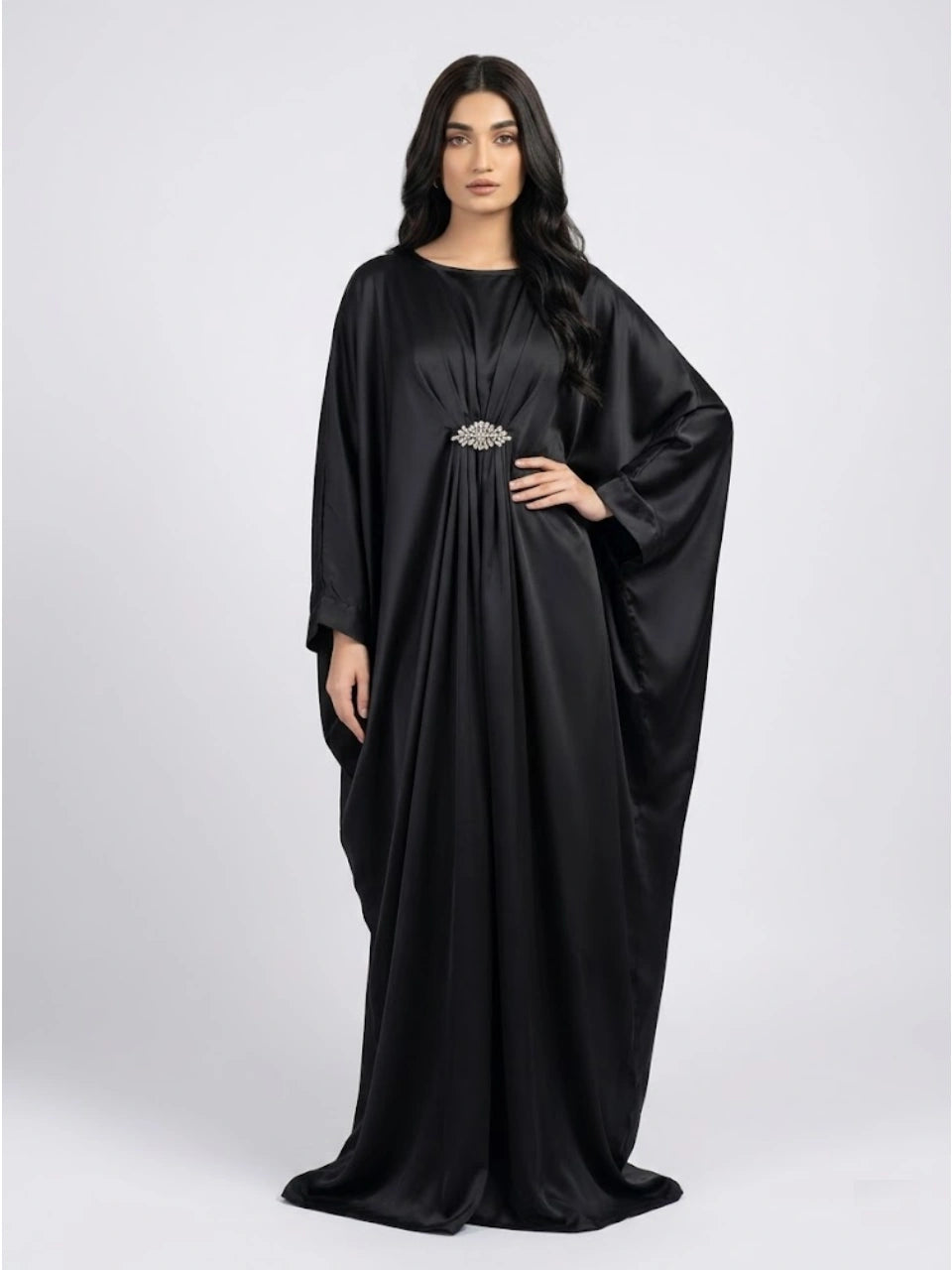 Black Emerald Pure Silk Kaftan Gown