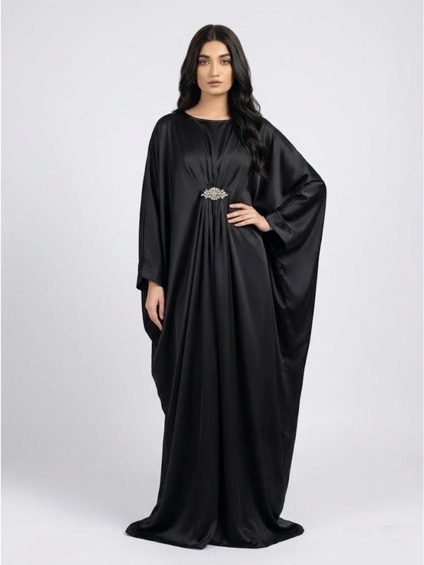 Black Emerald Pure Silk Kaftan Gown
