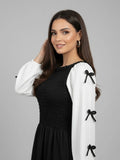 Black Ribbon Bow Charm Maxi Dress