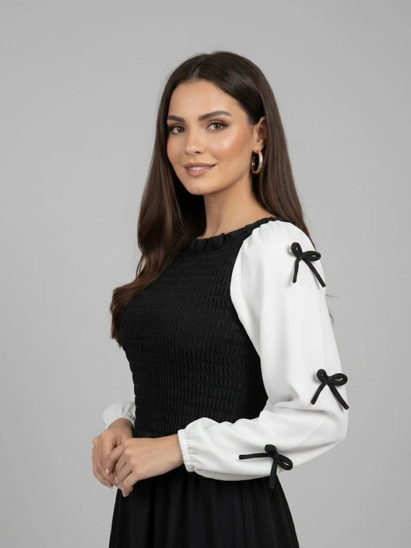 Black Ribbon Bow Charm Maxi Dress