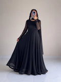 Black Georgette Anarkali Frock Set