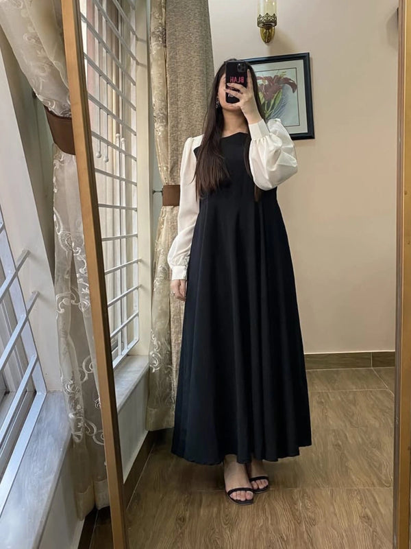 Black and White Pret Solid Maxi Frock