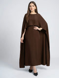 Brown Silk Cape Shawl Maxi