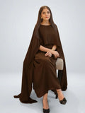 Brown Silk Cape Shawl Maxi