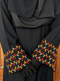 Geometric Embroidery Black Abaya