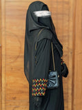 Geometric Embroidery Black Abaya