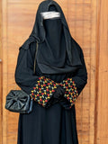 Geometric Embroidery Black Abaya