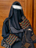 Geometric Embroidery Black Abaya