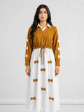 Golden Yellow Classic Wine Bow Embellished Jacket Maxi