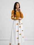 Golden Yellow Classic Wine Bow Embellished Jacket Maxi