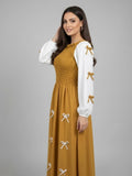 Golden Yellow Ribbon Bow Charm Maxi Dress
