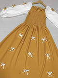 Golden Yellow Ribbon Bow Charm Maxi Dress