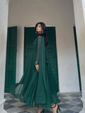 Green Georgette Anarkali Frock Set
