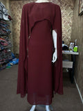 Maroon Silk Cape Shawl Maxi