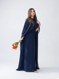 Navy Blue Silk Cape Shawl Maxi