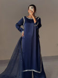 Navy Blue Ziya Pure Silk 3 Piece Suit