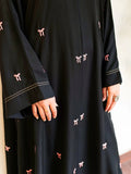 Pink Bow Embroidered Abaya