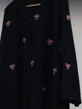 Pink Bow Embroidered Abaya
