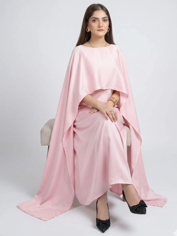 Pink Silk Cape Shawl Maxi