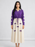 Purple Classic Wine Bow Embellished Jacket Maxi