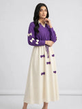 Purple Classic Wine Bow Embellished Jacket Maxi