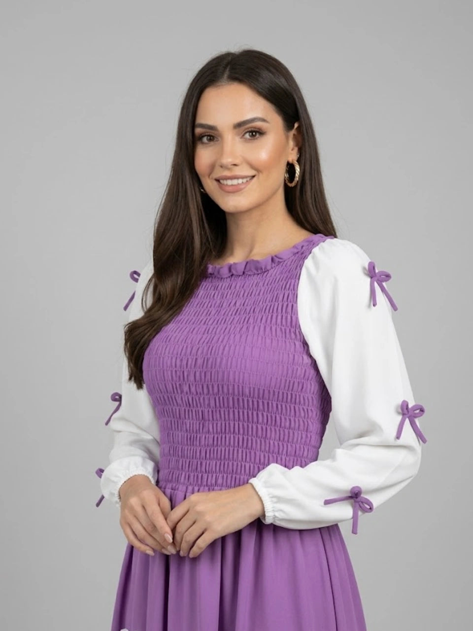 Purple Ribbon Bow Charm Maxi Dress