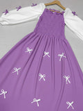 Purple Ribbon Bow Charm Maxi Dress