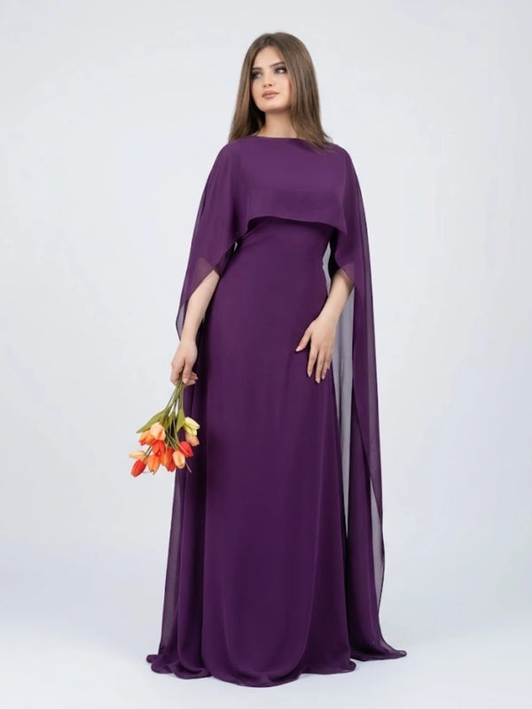 Purple Silk Cape Shawl Maxi