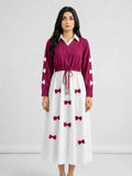 Red Classic Wine Bow Embellished Jacket Maxi