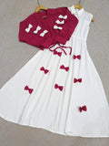 Red Classic Wine Bow Embellished Jacket Maxi
