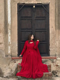 Red Georgette Anarkali Frock Set