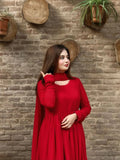 Red Georgette Anarkali Frock Set