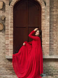 Red Georgette Anarkali Frock Set