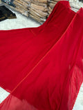 Red Georgette Anarkali Frock Set