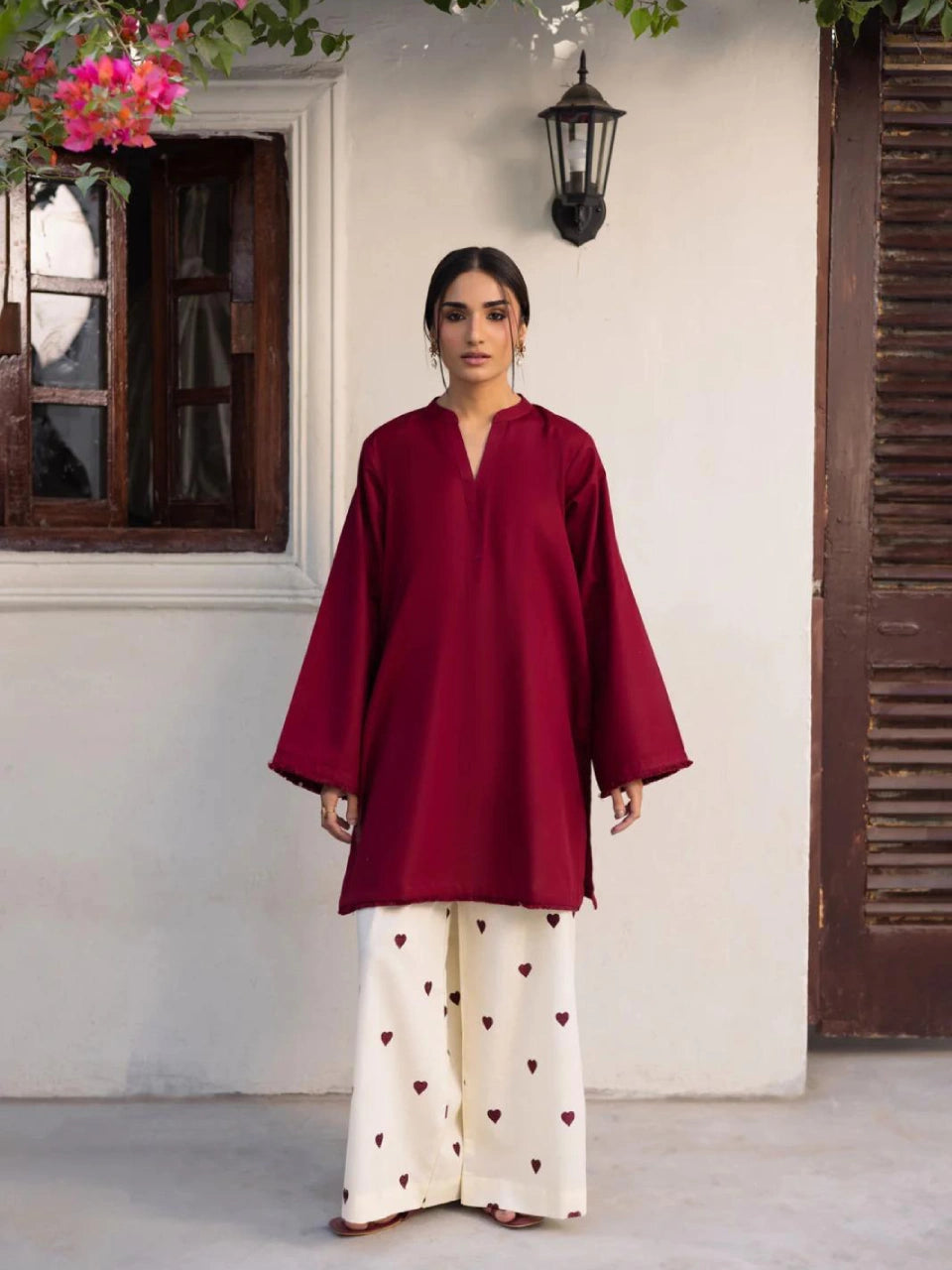 Hania Aamir Red Heart Printed Co-Ord Set