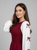 Red Ribbon Bow Charm Maxi Dress