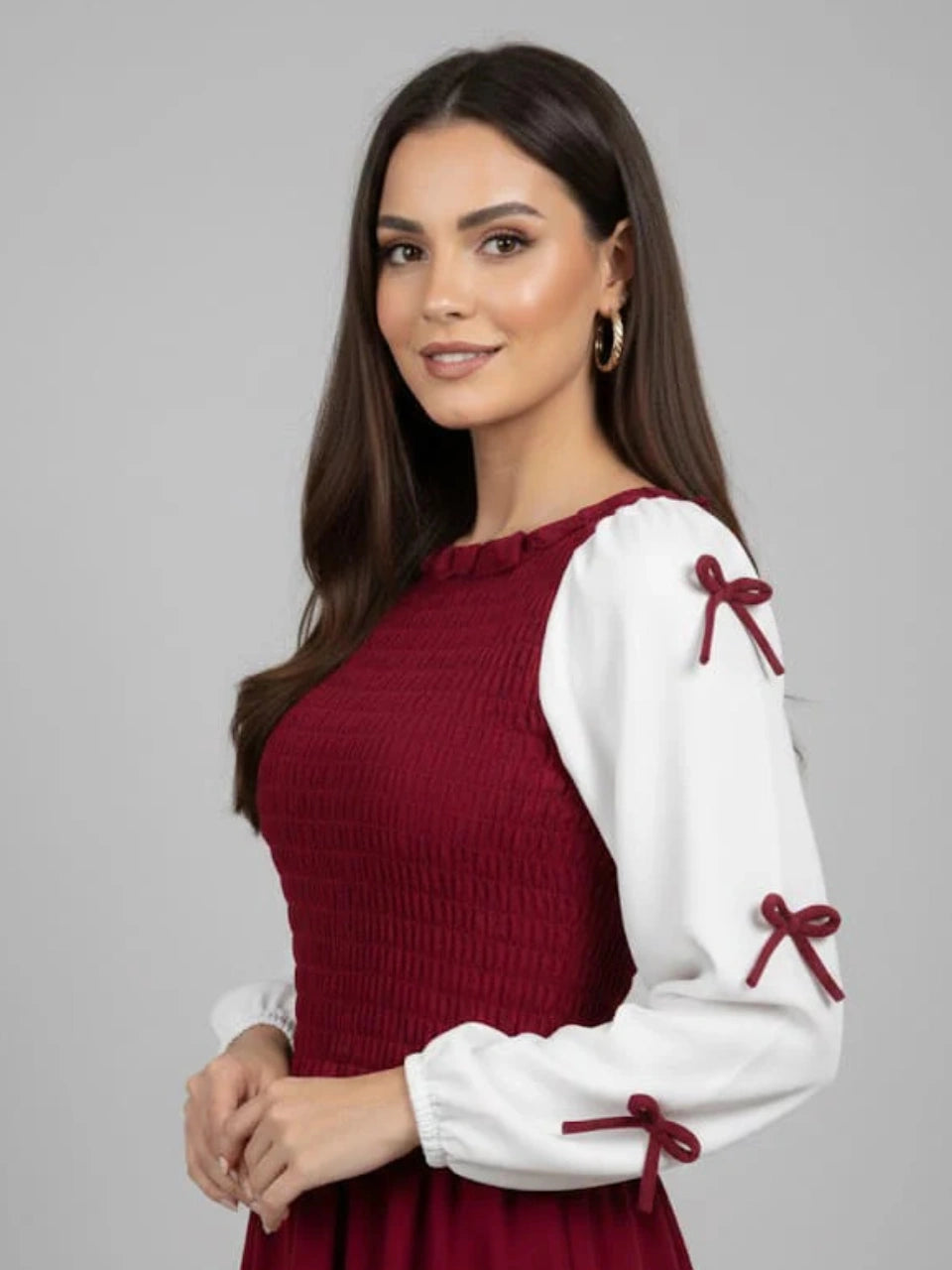 Red Ribbon Bow Charm Maxi Dress
