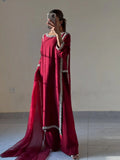 Red Ziya Pure Silk 3 Piece Suit