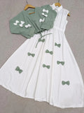 Sage Green Classic Wine Bow Embellished Jacket Maxi