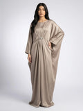 Silver Emerald Pure Silk Kaftan Gown