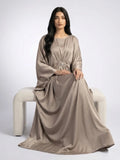 Silver Emerald Pure Silk Kaftan Gown